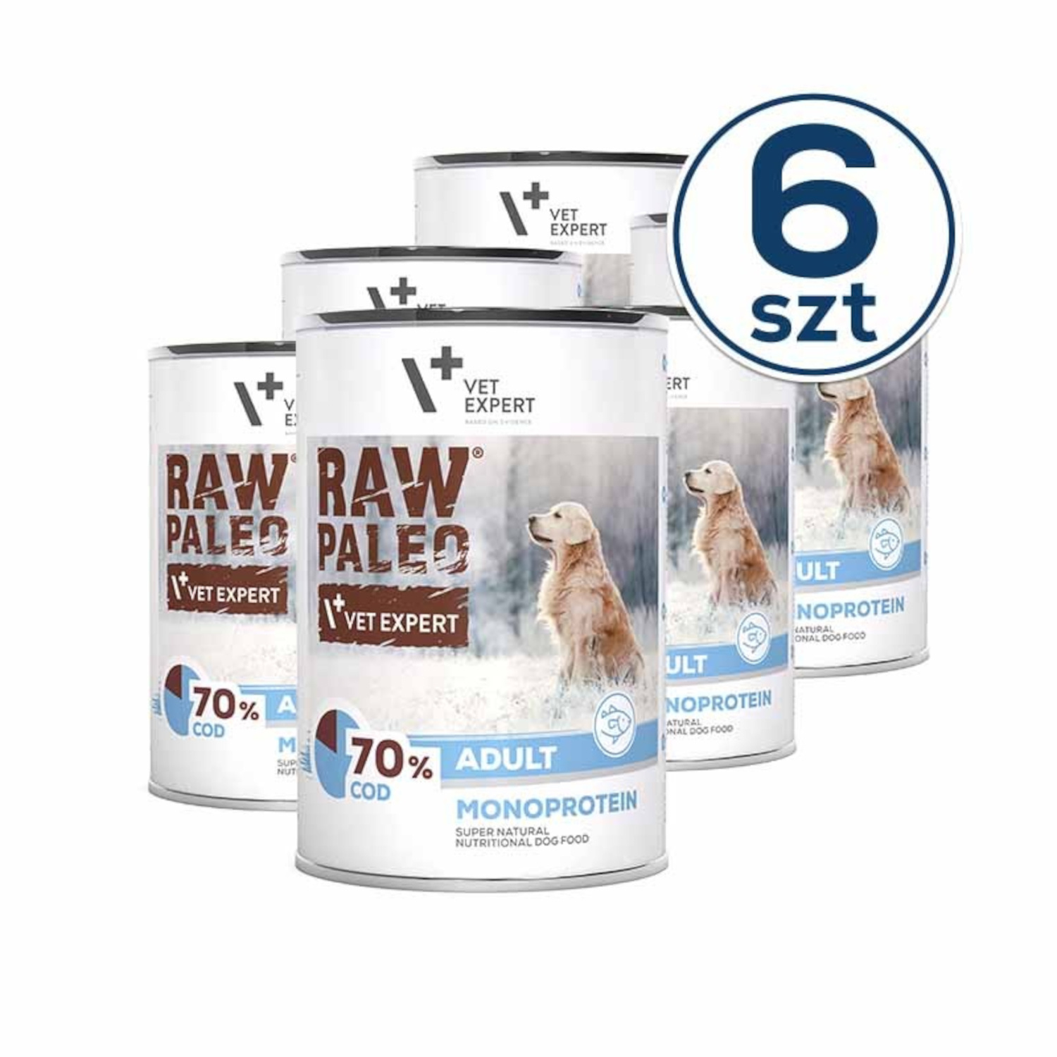 RAW PALEO ADULT DOG COD - mokra karma dla psów dorosłych monoproteina z dorszem pakiet 6x400g