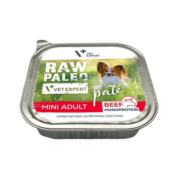 RAW PALEO PÂTE MINI ADULT BEEF - karma z wołowiną dla małych psów , pasztet dla psa, jedzenie dla małego psa