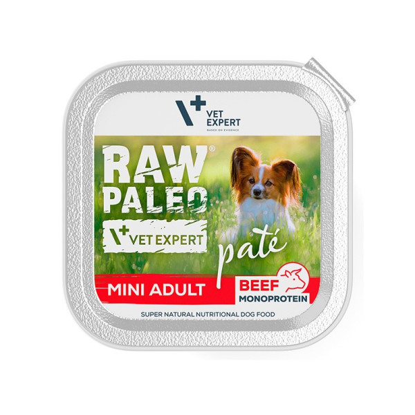 RAW PALEO PÂTE MINI ADULT BEEF - karma z wołowiną dla małych psów , pasztet dla psa, jedzenie dla małego psa