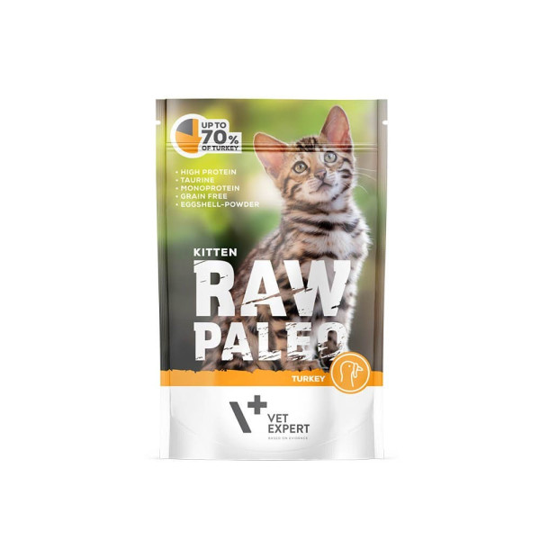 RAW PALEO karma mokra dla kociąt - indyk (pakiet 12x 100g)