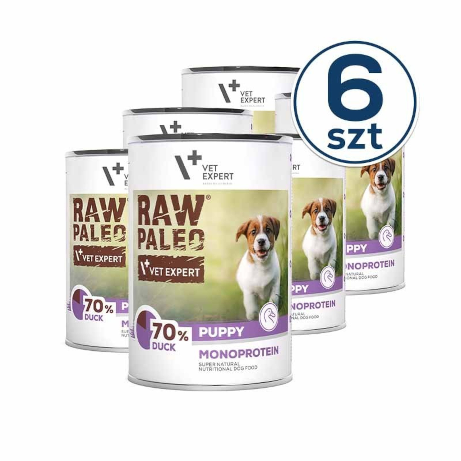 RAW PALEO PUPPY DUCK 6x400g - mokra karma dla szczeniąt monoproteina z kaczką