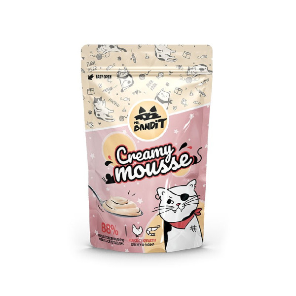 MR. BANDIT CREAMY MOUSSE - kremowa przekąska dla kota z kurczakiem i krewetkami