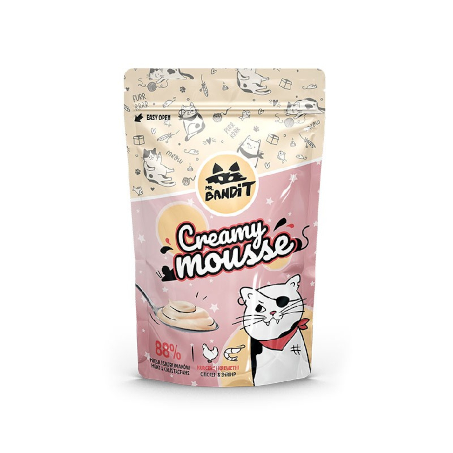 MR. BANDIT CREAMY MOUSSE - kremowa przekąska dla kota z kurczakiem i krewetkami