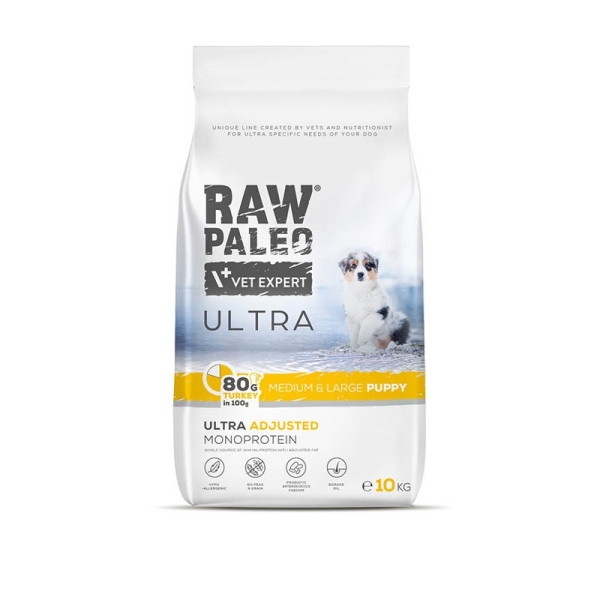 RAW PALEO ULTRA TURKEY PUPPY MEDIUM/LARGE - sucha karma z indykiem dla szczeniąt ras średnich i dużych