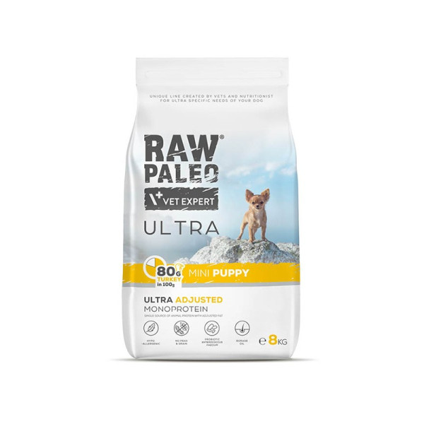 RAW PALEO ULTRA TURKEY PUPPY MINI  - sucha karma z indykiem dla szczeniąt ras małych