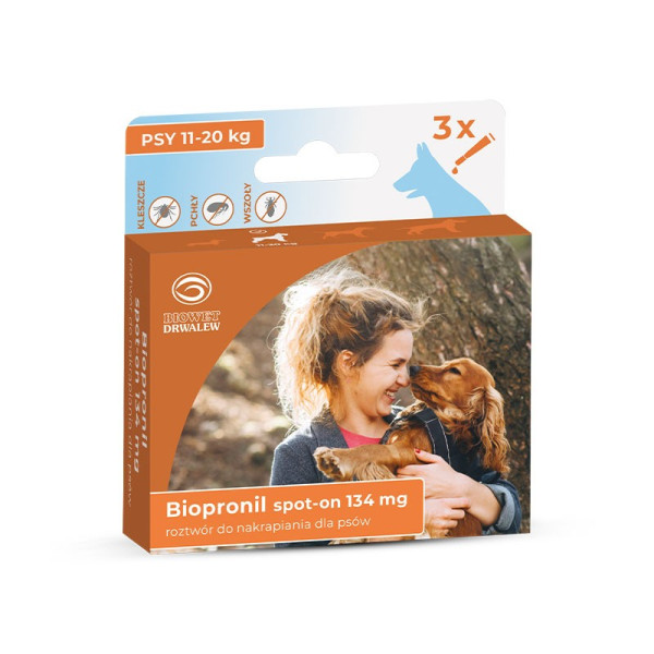 BIOPRONIL spot-on 134 mg - przeciw pchłom i kleszczom dla psa 11-20 kg