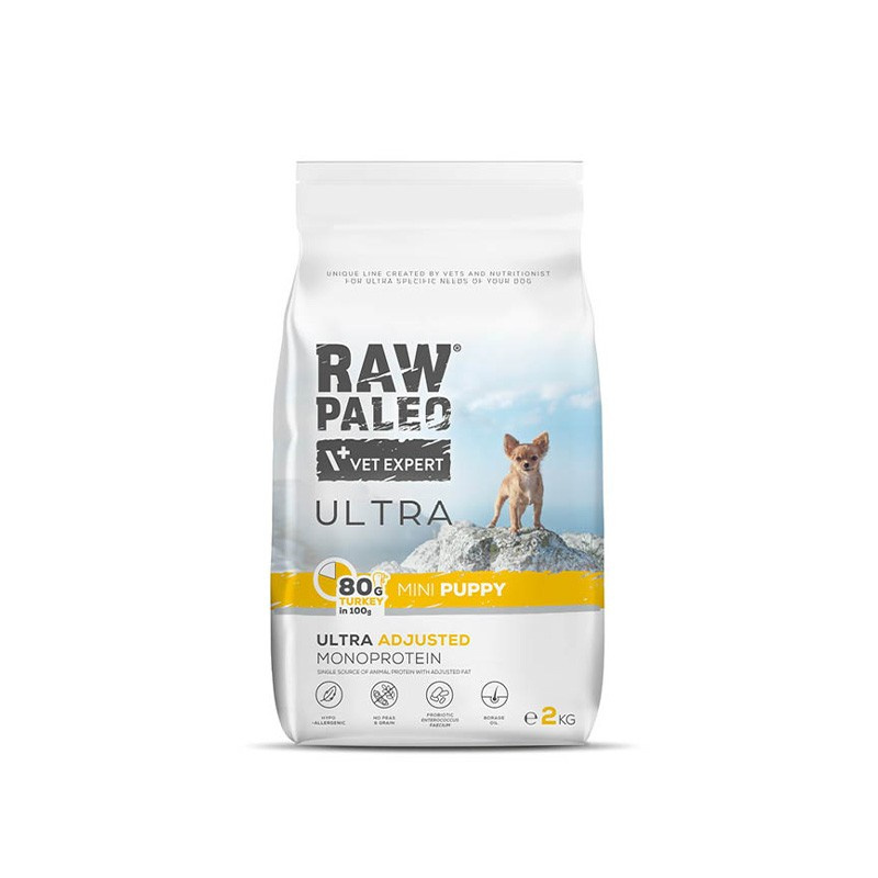 RAW PALEO ULTRA TURKEY PUPPY MINI  - sucha karma z indykiem dla szczeniąt ras małych