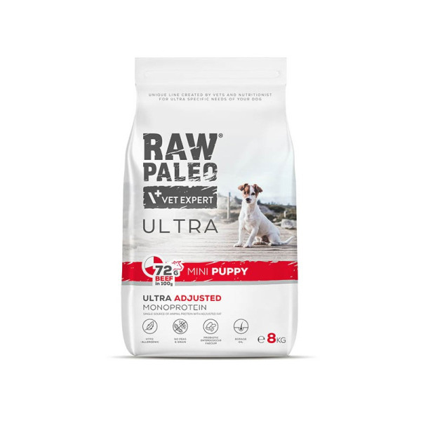 RAW PALEO ULTRA BEEF PUPPY MINI  - sucha karma z wołowiną dla szczeniąt ras małych