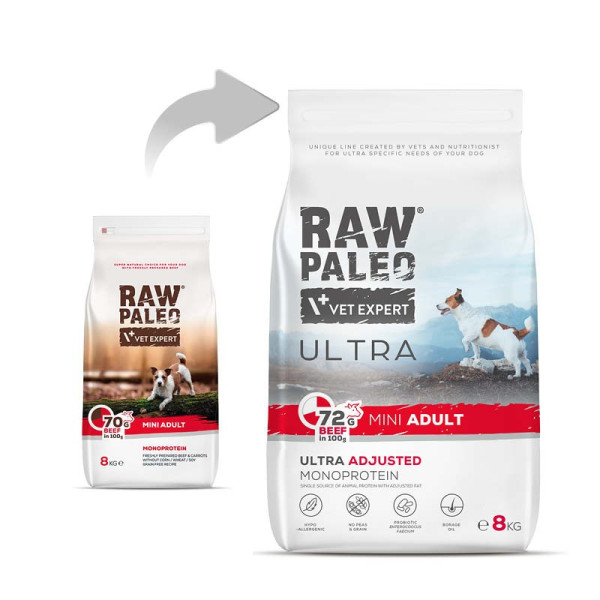 RAW PALEO ULTRA BEEF ADULT MINI  - sucha karma z wołowiną dla psów dorosłych ras małych