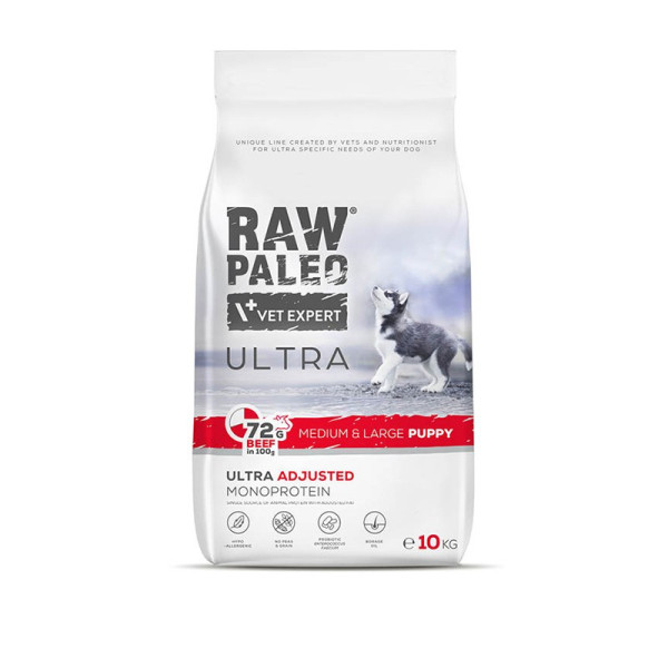 RAW PALEO ULTRA BEEF PUPPY MEDIUM/LARGE - sucha karma z wołowiną dla szczeniąt ras średnich i dużych