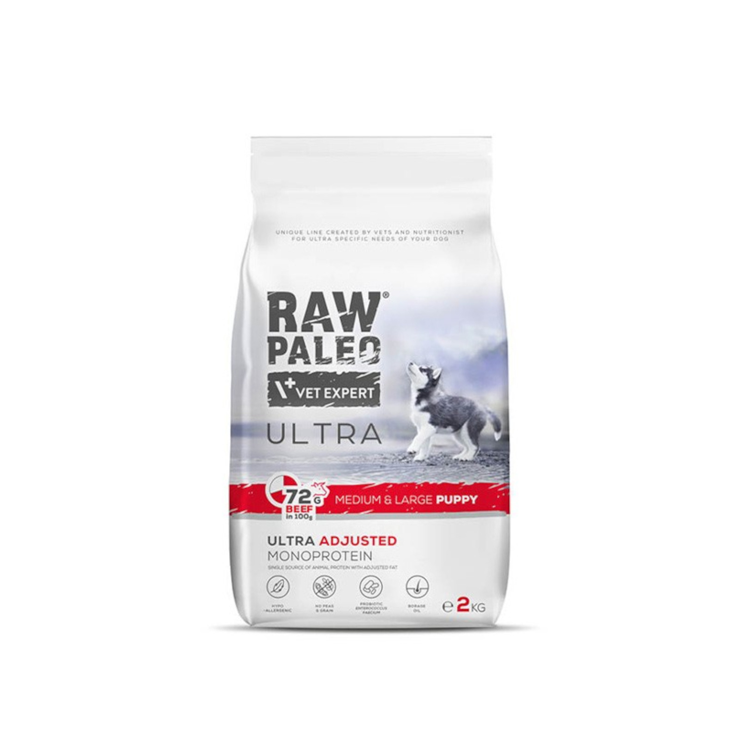 RAW PALEO ULTRA BEEF PUPPY MEDIUM/LARGE - sucha karma z wołowiną dla szczeniąt ras średnich i dużych