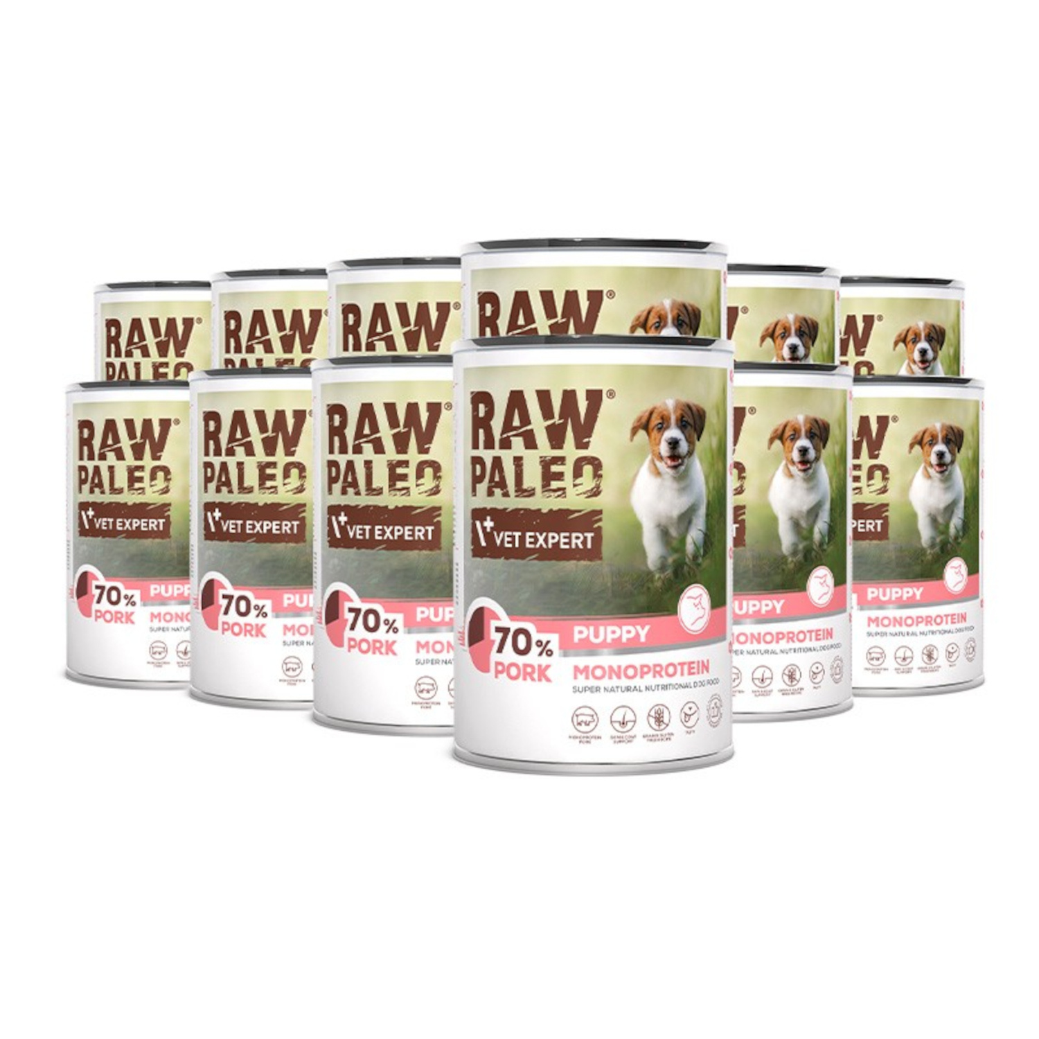 RAW PALEO PUPPY PORK 12x400g - mokra karma dla szczeniąt monoproteina z wieprzowiną