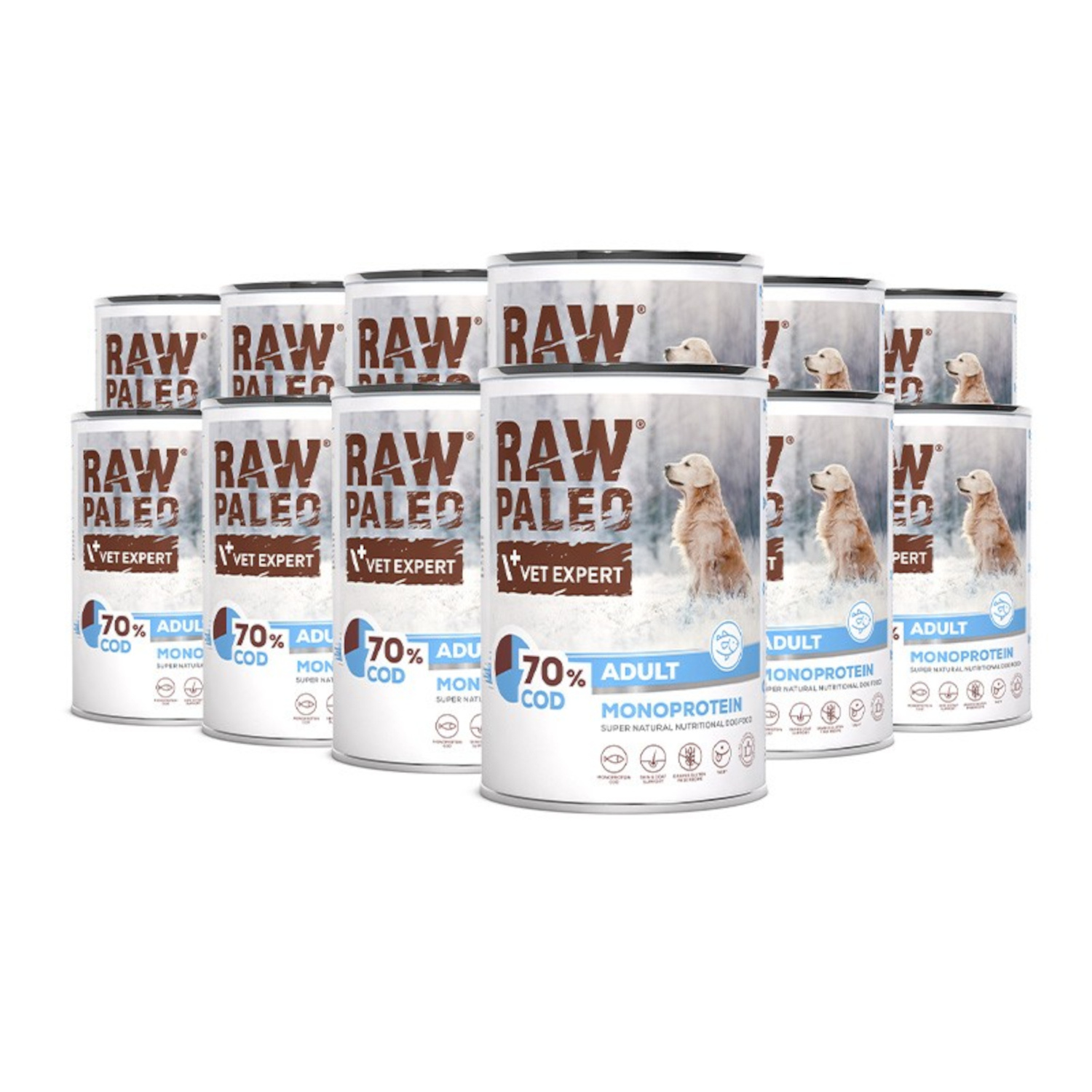 RAW PALEO ADULT DOG COD - mokra karma dla psów dorosłych monoproteina z dorszem pakiet 12x400g