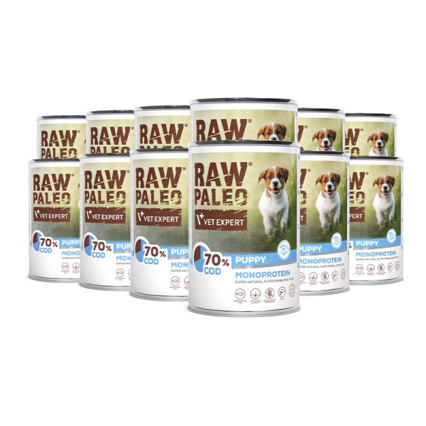 RAW PALEO PUPPY COD 12x400g - mokra karma dla szczeniąt monoproteina z dorszem