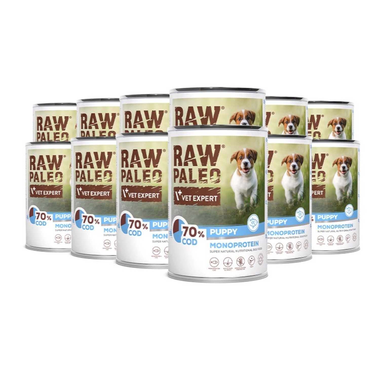 RAW PALEO PUPPY COD 12x400g - mokra karma dla szczeniąt monoproteina z dorszem