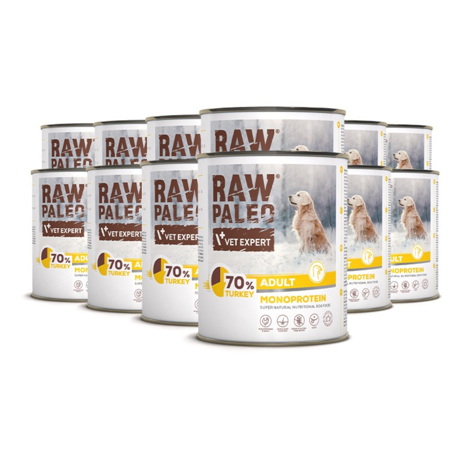 RAW PALEO ADULT DOG TURKEY 12x800g - mokra karma dla psów dorosłych monoproteina z indykiem