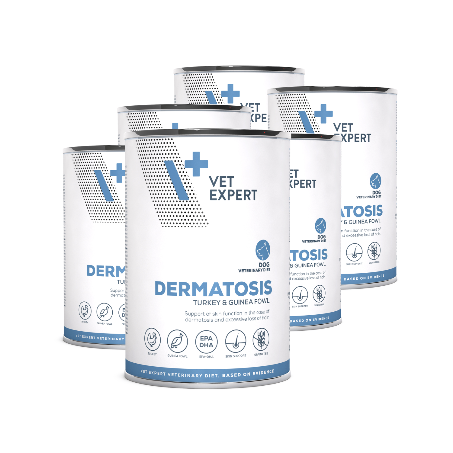 VET EXPERT DERMATOSIS DOG TURKEY & GUINEA FOWL 6x400g - mokra karma weterynaryjna dla psów