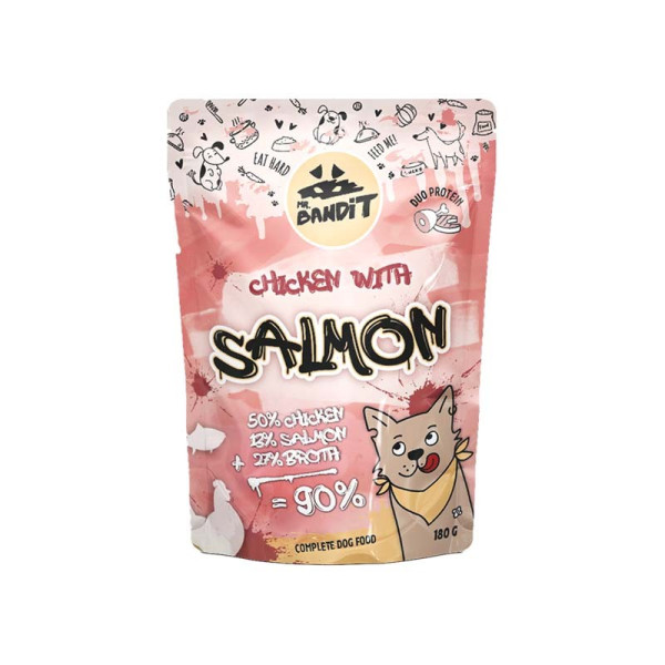 Mr. Bandit CHICKEN with SALMON 10x180g - mokra karma z kurczakiem i łososiem dla psów dorosłych