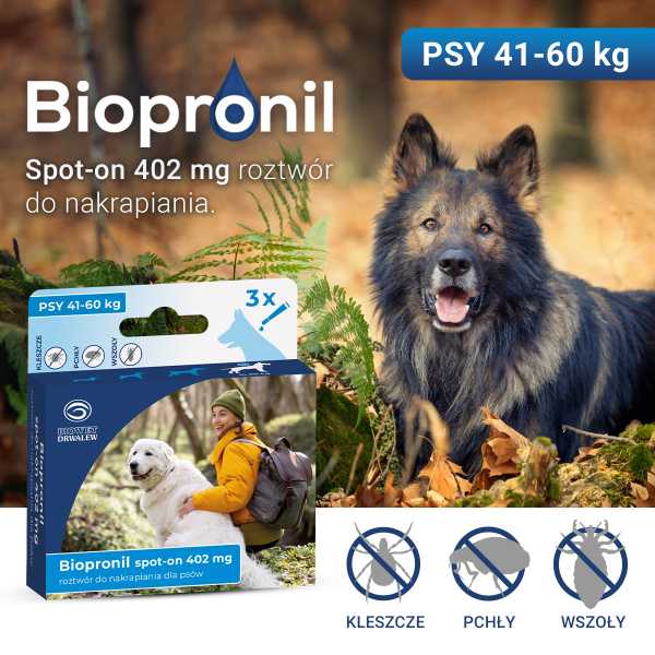 BIOPRONIL spot-on 402 mg - przeciw pchłom i kleszczom dla psa 41-60 kg