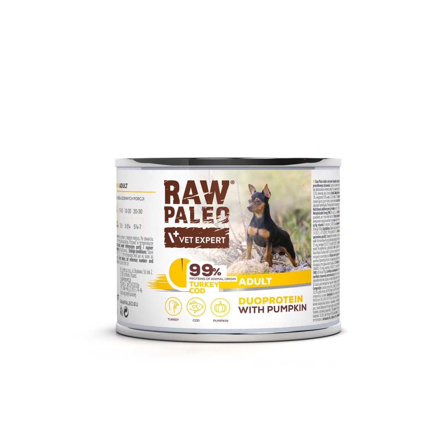 RAW PALEO TURKEY&COD ADULT CAN - mokra karma dla psów dorosłych duoproteina indyk z dorszem RAW PALEO TURKEY&COD ADULT CAN - mokra karma dla psów dorosłych duoproteina indyk z dorszem