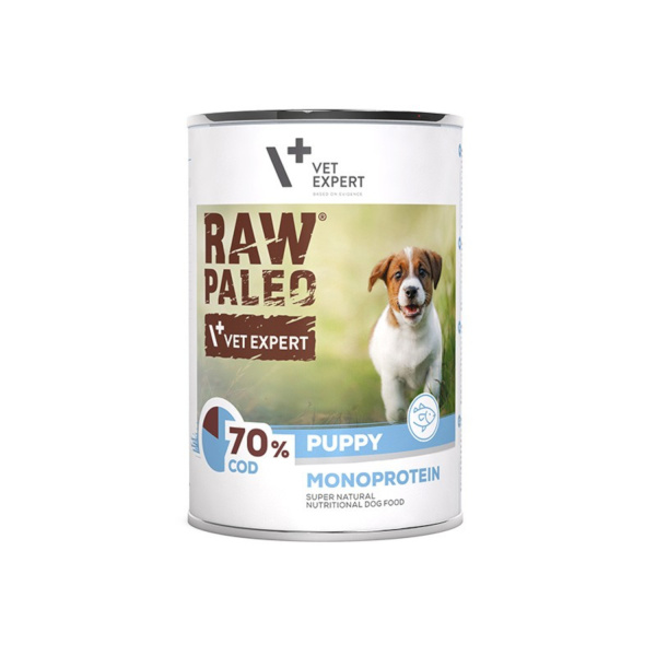 RAW PALEO PUPPY COD 12x400g - mokra karma dla szczeniąt monoproteina z dorszem