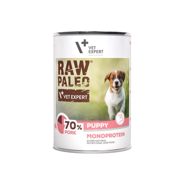 RAW PALEO PUPPY PORK 12x400g - mokra karma dla szczeniąt monoproteina z wieprzowiną