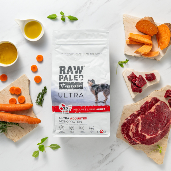 RAW PALEO ULTRA BEEF ADULT MEDIUM/LARGE - sucha karma z wołowiną dla psów dorosłych ras średnich i dużych