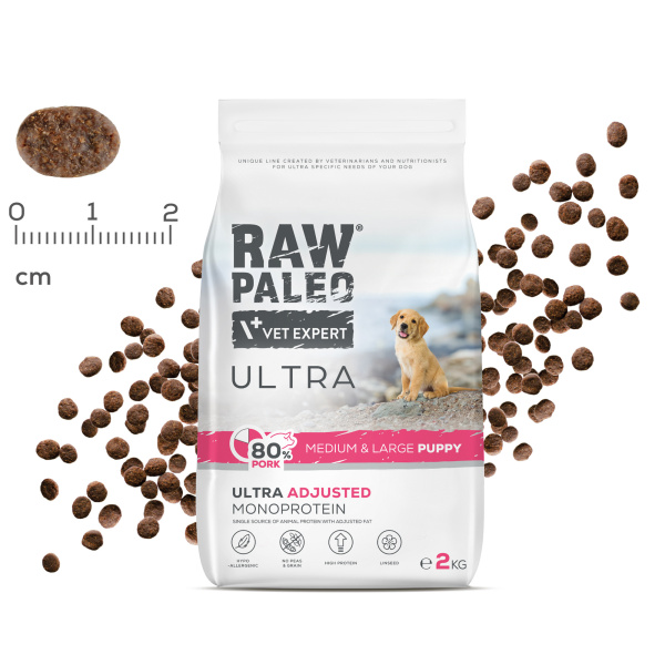 RAW PALEO ULTRA PORK PUPPY MEDIUM/LARGE - sucha karma z wieprzowiną dla szczeniąt ras średnich i dużych