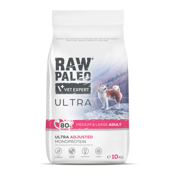 RAW PALEO ULTRA PORK ADULT MEDIUM/LARGE - sucha karma z wieprzowiną dla psów dorosłych ras średnich i dużych