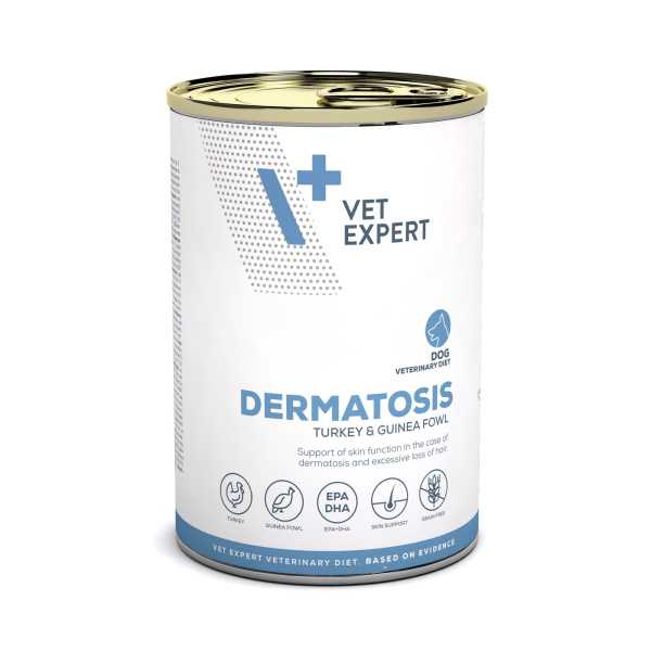 VET EXPERT DERMATOSIS DOG TURKEY & GUINEA FOWL 6x400g - mokra karma weterynaryjna dla psów