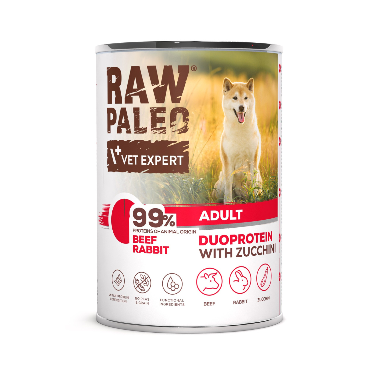 RAW PALEO BEEF&RABBIT ADULT CAN 6x400g - mokra karma dla psów dorosłych duoproteina wołowina z królikiem