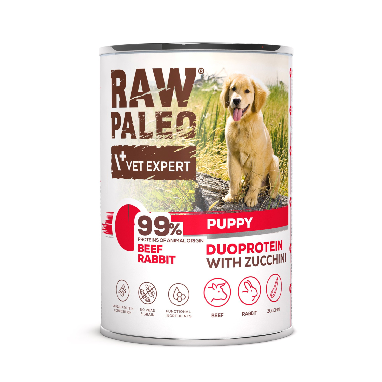 RAW PALEO BEEF&RABBIT PUPPY CAN 12x400g - mokra karma dla szczeniąt duoproteina wołowina z królikiem