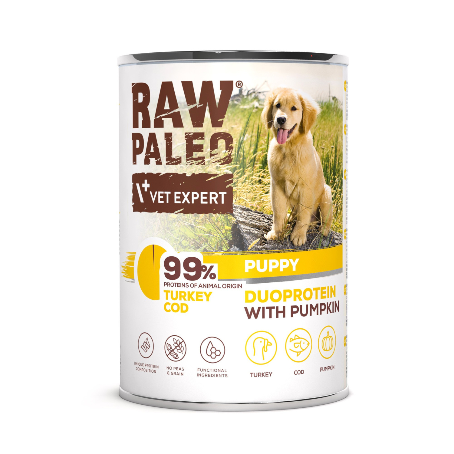 RAW PALEO TURKEY&COD PUPPY CAN 6x400g - mokra karma dla szczeniąt duoproteina indyk z dorszem