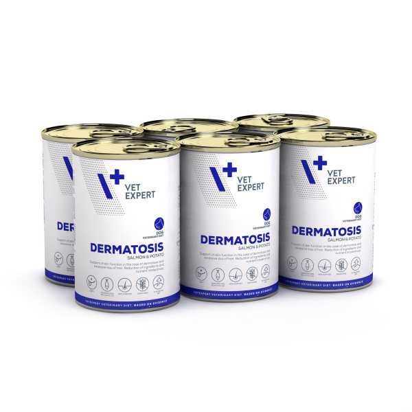 VET EXPERT DERMATOSIS DOG SALMON & POTATO 6x400g - mokra karma weterynaryjna dla psów