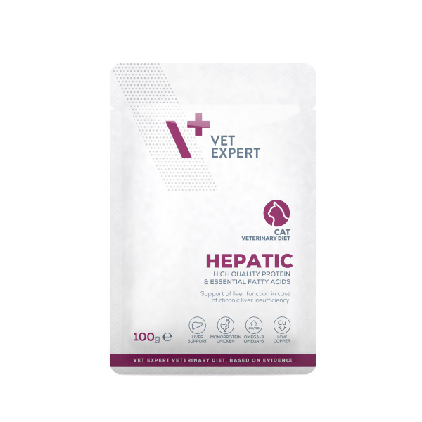 VET EXPERT HEPATIC CAT saszetka 12x100g - mokra karma weterynaryjna dla kotów