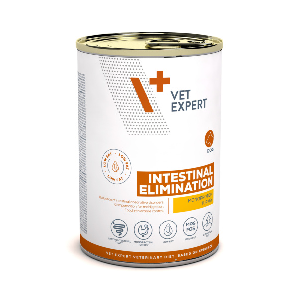 VET EXPERT INTESTINAL ELIMINATION LOW FAT 6x400g – lekkostrawna mokra karma weterynaryjna dla psów z zaburzeniami trawiennymi