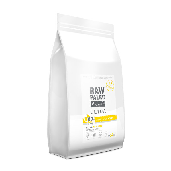 PAKIET 2x14kg RAW PALEO ULTRA EXTRA LARGE ADULT TURKEY - sucha karma z indykiem dla psów ras dużych