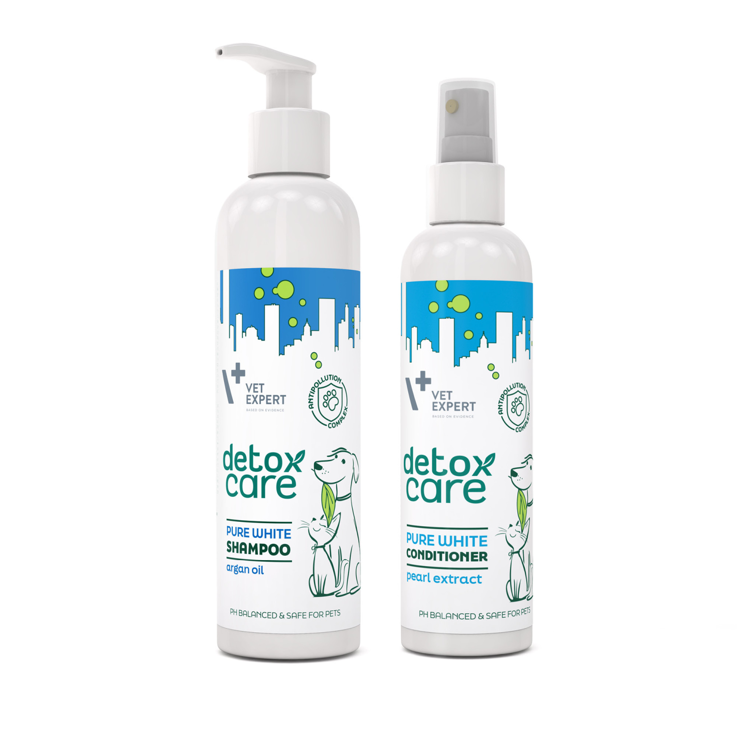 VET EXPERT Detox Care Pure White - zestaw podkreślający biały kolor sierści - szampon i odżywka VET EXPERT Detox Care Pure White - zestaw podkreślający biały kolor sierści - szampon i odżywka
