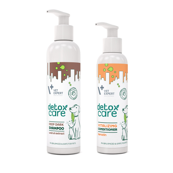VET EXPERT Detox Care Deep Dark - zestaw chroniący ciemną sierść - szampon i odżywka