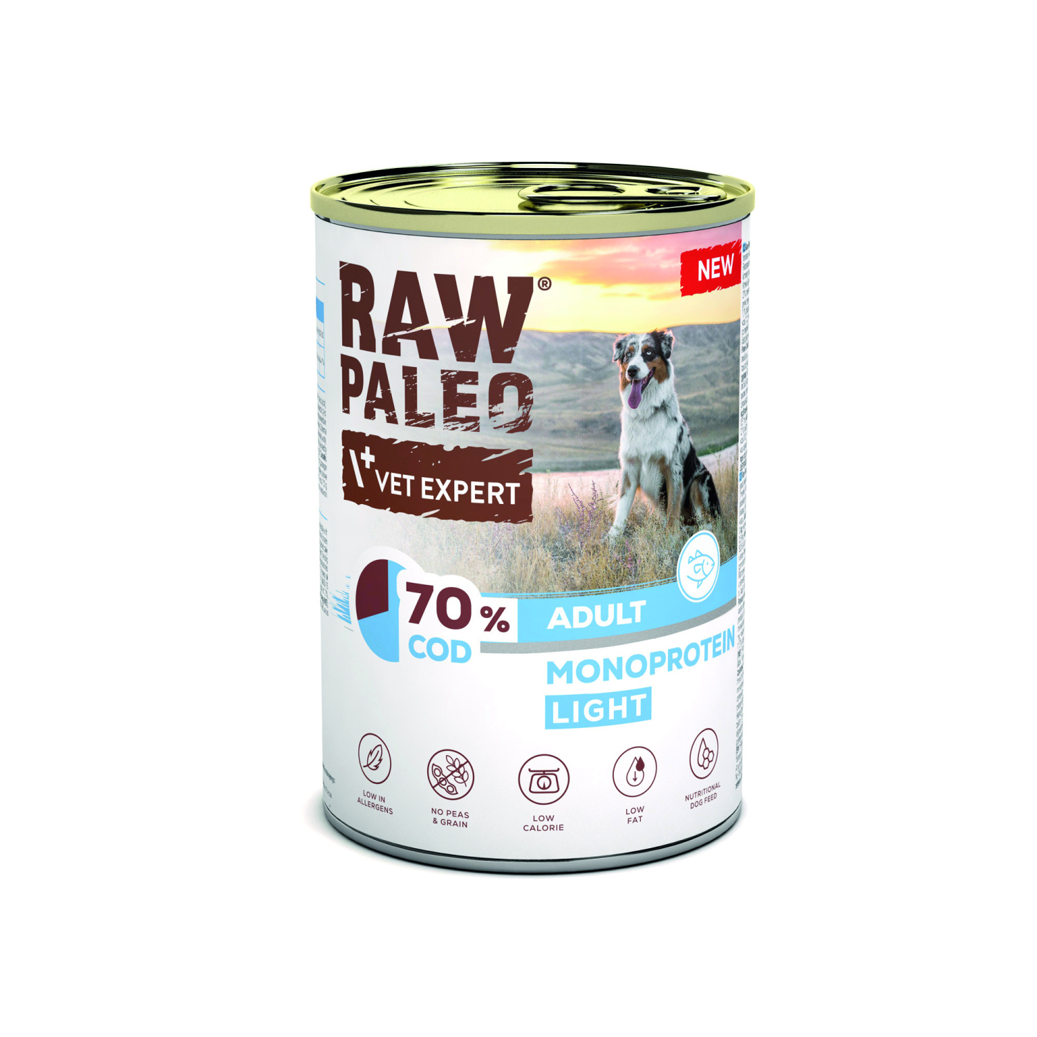 RAW PALEO COD LIGHT MONOPROTEIN ADULT DOG 400g - mokra karma dla psów z tendencją do nadwagi monoproteina z dorszem RAW PALEO COD LIGHT MONOPROTEIN ADULT DOG 400g - mokra karma dla psów z tendencją do nadwagi monoproteina z dorszem