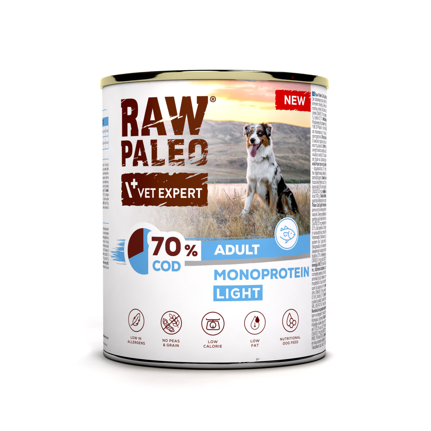 RAW PALEO COD LIGHT MONOPROTEIN ADULT DOG 800g - mokra karma dla psów z tendencją do nadwagi monoproteina z dorszem RAW PALEO COD LIGHT MONOPROTEIN ADULT DOG 800g - mokra karma dla psów z tendencją do nadwagi monoproteina z dorszem
