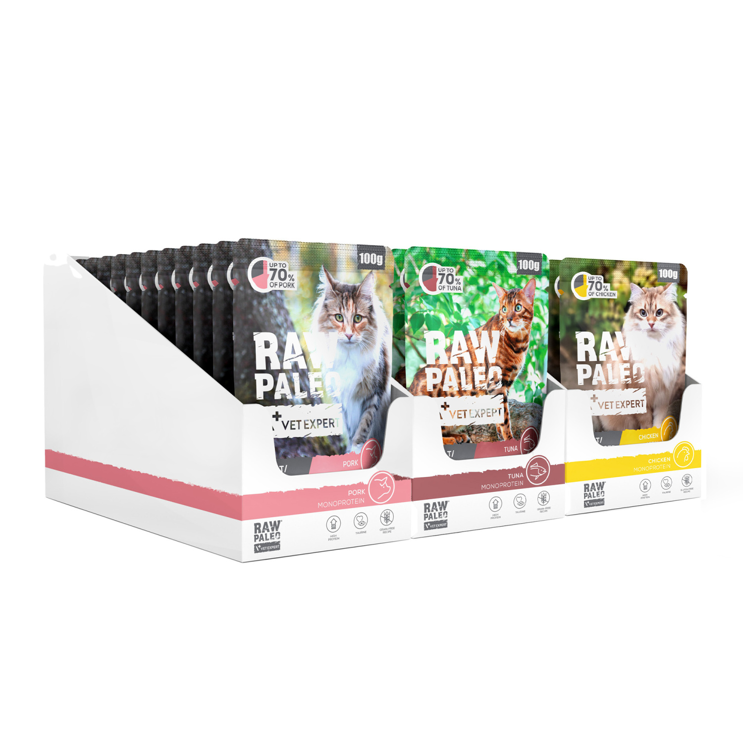 RAW PALEO ADULT/STERILISED CAT CHICKEN PORK TUNA 36x100g - mokra karma dla kotów dorosłych i sterylizowanych RAW PALEO ADULT/STERILISED CAT CHICKEN PORK TUNA 36x100g - mokra karma dla kotów dorosłych i sterylizowanych