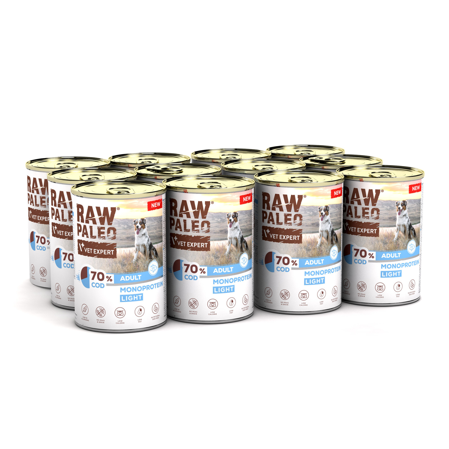 RAW PALEO COD LIGHT MONOPROTEIN ADULT DOG 12x400g - mokra karma dla psów z tendencją do nadwagi monoproteina z dorsze RAW PALEO COD LIGHT MONOPROTEIN ADULT DOG 12x400g - mokra karma dla psów z tendencją do nadwagi monoproteina z dorsze