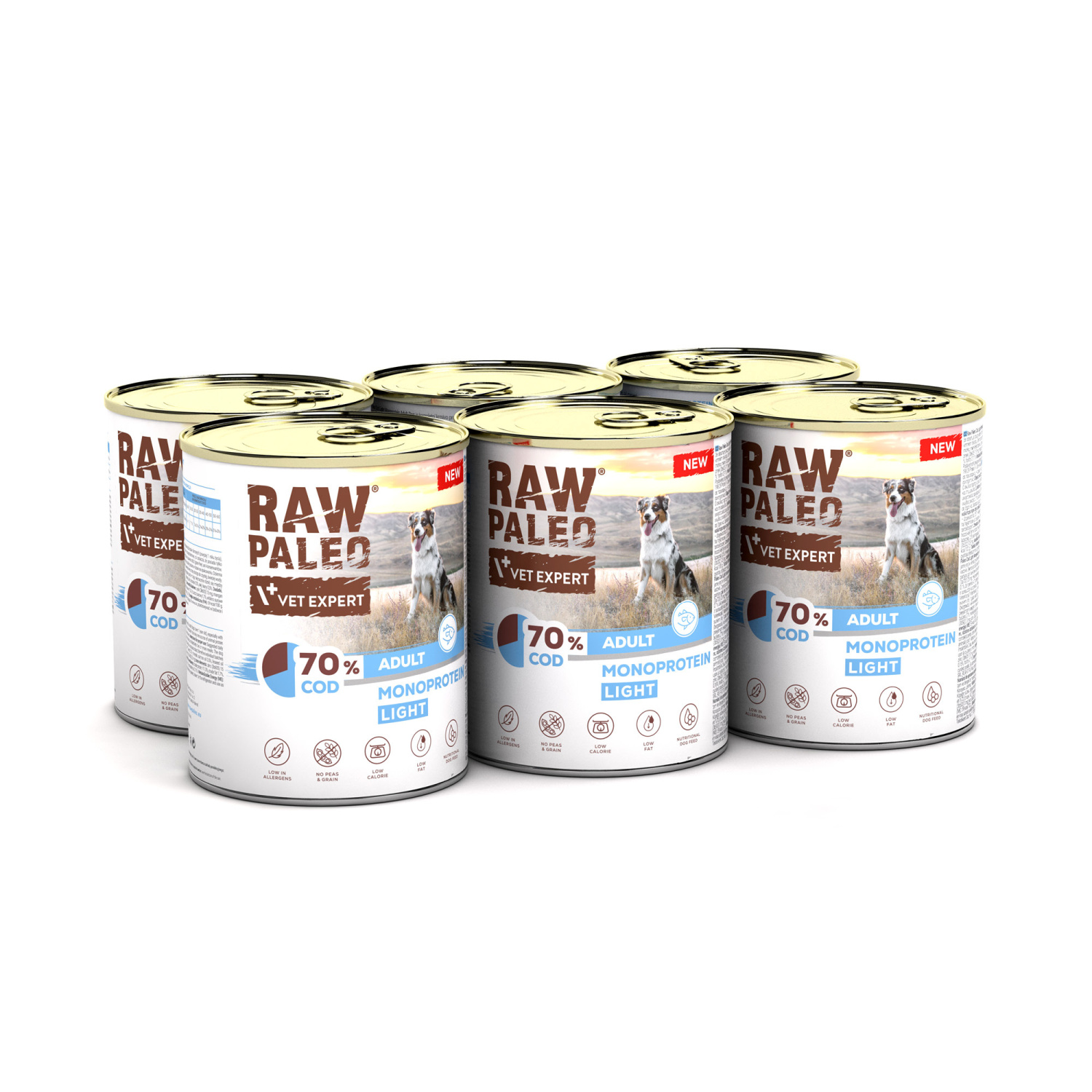 RAW PALEO COD LIGHT MONOPROTEIN ADULT DOG 6x800g - mokra karma dla psów z tendencją do nadwagi monoproteina z dorszem RAW PALEO COD LIGHT MONOPROTEIN ADULT DOG 6x800g - mokra karma dla psów z tendencją do nadwagi monoproteina z dorszem