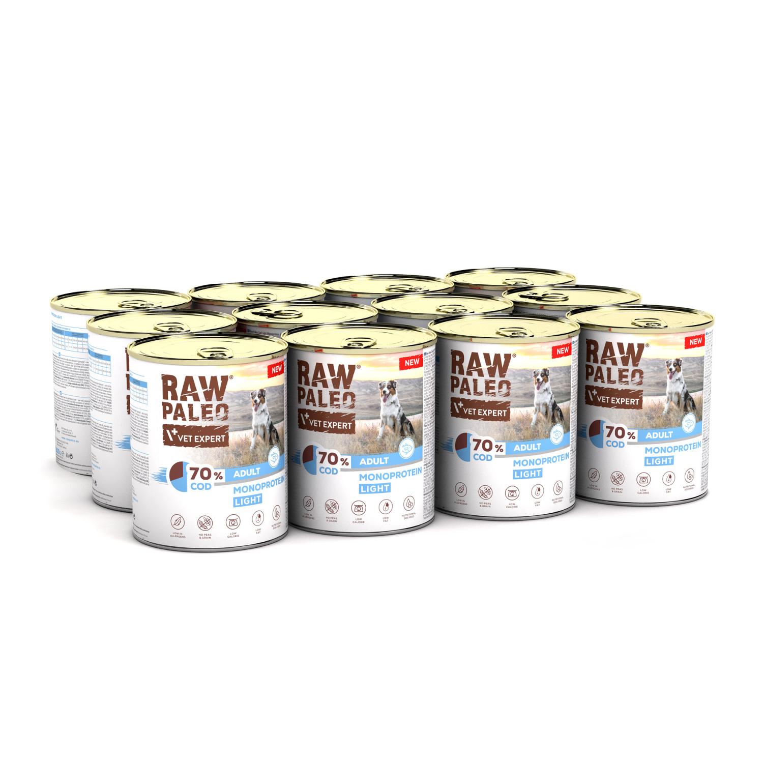 RAW PALEO COD LIGHT MONOPROTEIN ADULT DOG 12x800g - mokra karma dla psów z tendencją do nadwagi monoproteina z dorszem RAW PALEO COD LIGHT MONOPROTEIN ADULT DOG 12x800g - mokra karma dla psów z tendencją do nadwagi monoproteina z dorszem
