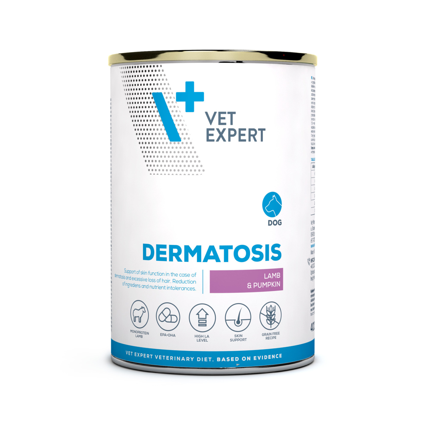 VET EXPERT DERMATOSIS DOG LAMB&PUMPKIN 400g - mokra karma weterynaryjna dla psów VET EXPERT DERMATOSIS DOG LAMB&PUMPKIN 400g - mokra karma weterynaryjna dla psów