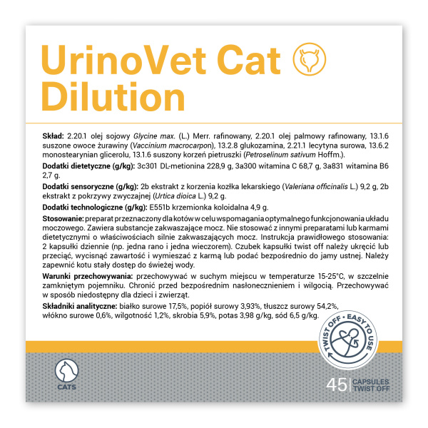 VET EXPERT URINOVET CAT DILUTION - preparat na układ moczowy dla kotów