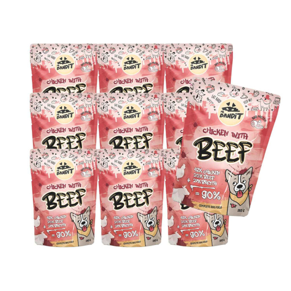 Mr. Bandit CHICKEN with BEEF 10x180g - mokra karma z kurczakiem i wołowiną dla psów dorosłych