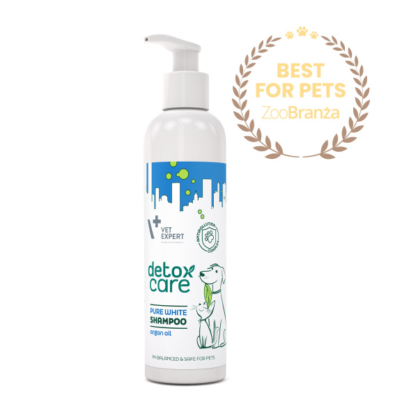 VET EXPERT Detox Care Pure White Shampoo - szampon dla psów i kotów z jasną sierścią 250 ml