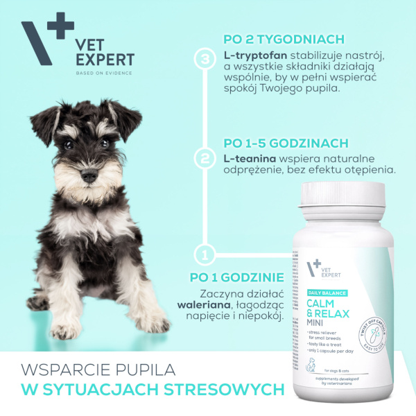 VET EXPERT CALM & RELAX MINI - preparat na objawy stresu dla psów małych ras i kotów